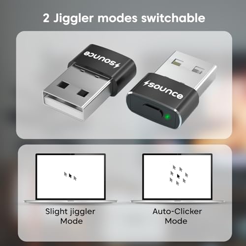 Image of Sounce USB Mouse Jiggler & Auto Clicker | Undetectable Cursor Shaker & Vibration Device | Plug & Play | 1 Click /Sec in Auto Clicker Mode | Compatible with Windows & Linux | Black