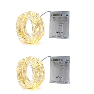 BXROIU 2 x 50er Micro LED Lichterkette Batterie betrieb 3 Programm mit Timer Auf Silberdraht für Party, Weihnachten, Halloween, Hochzeit Deko (5 metre/16.4 Ft, Warm weiß)