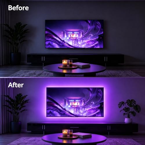 Image of LED Lights for TV,RGB TV Backlight Behind,16.4ft LED Lights for 45-75 Inch TVs,Music Sync Bluetooth APP & Remote Control USB Powered Strip Lights for Bedroom Xmas Home Decor