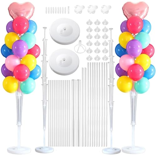 LUKIUP Juego de 2 soportes para globos, soporte para globos de 1,6 m, soporte para globos reutilizable, soporte para globos, soporte para globos, decoración para cumpleaños, boda, Navidad, fiesta de