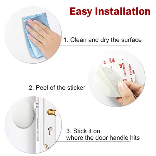 Door Stopper Wall Protector (4 Pack), 3.15\" Door Stopper Bumper Door Knob Guard Silicon 3M Self Adhesive Prevent Damage to Wall, Doorknobs, Refrigerator Door, White