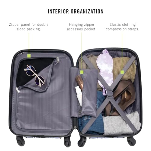 Image of Kenneth Cole REACTION Out of Bounds Lightweight Hardshell 4-Wheel Spinner Luggage, Midnight Black, 20-Inch Carry On