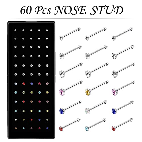 Cute Nose Rings for Women, Surgical Stainless Steel Nose Studs Women Men 20g Small Nose Rings Bone Studs, Hypoallergenic Real Nose Piercings Body Jewelry Bulk Unique Tiny2