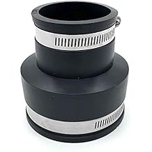 Flexible PVC Rubber Coupling with Stainless Steel Clamps 3 x 2 Inch, Black