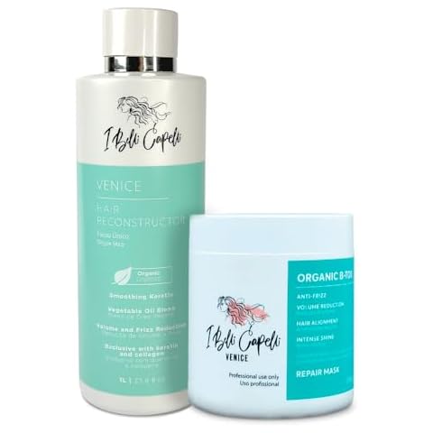 I Belli Capelli Venice Keratin Hair Treatment Straightening Set - 1 Step Application Formaldehyde Free- Keratina Para Alisar El Pelo Sin Formol & Organic B-tox Capilar Para El Cabello (2 Pack) Cover