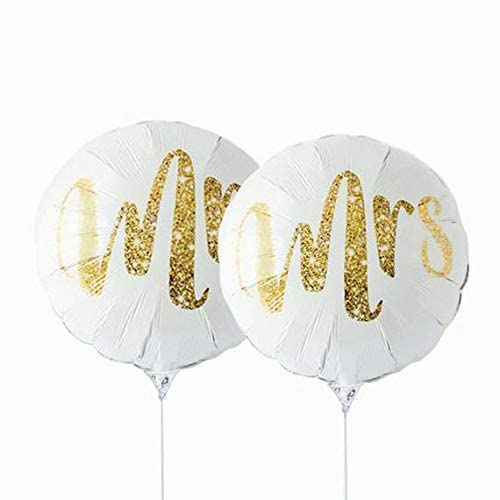 com | 2PC 18 Inch White & Gold Mr & Mrs Foil Balloon For Wedding, Proposal, Bridal Shower & Anniversary Party Decorations Supplies For Your Loved Ones