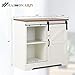 MAISON ARTS Farmhouse Coffee Bar Cabinet Buffet & Sideboard Kitchen Storage Cabinet Cupboard with Sliding Door for Kitchen Dining Living Room, Oak + Ivory