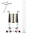 SEEKNEW 20.3 FT Telescoping Ladder,Aluminum Extension Ladder with Hooks and Stabilizer Bar& Wheels,330 lbs Max Capacity CE ANSI Certified Multi-purpose Portable Collapsible Ladder for Home,Work Silver