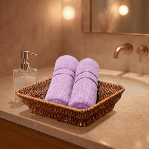 Image of MYTRIDENT Trident Hand Towels, 100% Cotton, Highly Absorbent, Super Soft, 2 Piece Hand Towel Set, 400 GSM, Hand Towel Set of 2, Gym - Spa Towel, Comfort Living Towel-Violet Sky