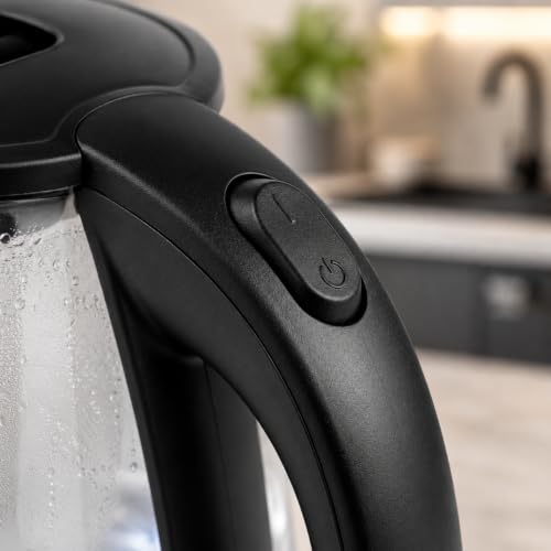 Image of 2 Litre Electric Kettle with Blue Indicator Light, 360 Degree Swivel Base, Automatic Shut Off, Borosilicate Glass Body, Fast Boil Water Heater for Tea, Coffee & Hot Water (TRANSPARENT)