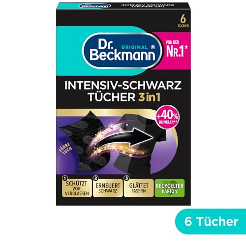 Dr. Beckmann Intensiv-Schwarz Tücher | Für intensives schwarz und glatte Fasern | 6 Tücher