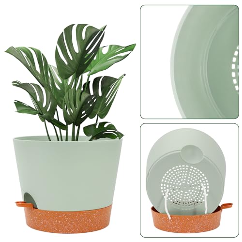 GARDIFE 12 inch Plant Pots, planters, Self Watering Pots, Large Plastic Flower pots with Deep Reservior and High Drainage Holes for Indoor Outdoor Plants and Flowers, Green by GARDIFE - Image 5