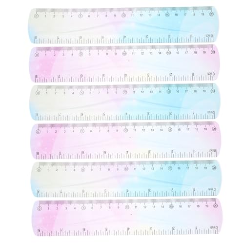FRCOLOR 6個柔軟曲げ可能なプラスチック定規 軽量ソフト素材 測定用センチ 目盛付き 学校 教室 オフィス用学生向け直線 曲線兼用