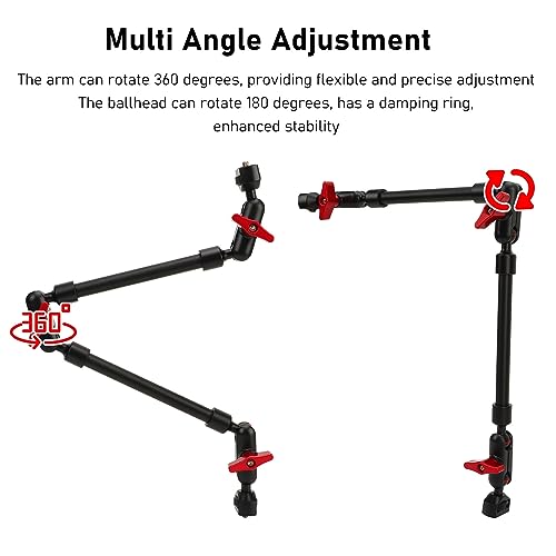 Articulating Friction Magic Arm, 22 Inch Long, 360° Rotation, Double Ball Head, Camera Mount for LED Light Microphone, Webcam - Image 2