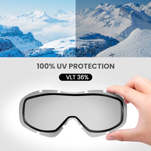 Image of OutdoorMaster OTG Ski Goggles - Over Glasses Ski /Snowboard Goggles for Men, Women & Youth - 100% UV Protection (White Frame + VLT 36% IceBlue Lens)