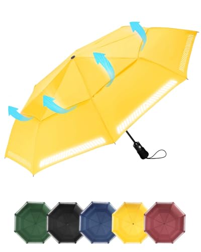 Chakipee Regenschirm Sturmfest Taschenschirm mit Reflexstreifen Umbrella...