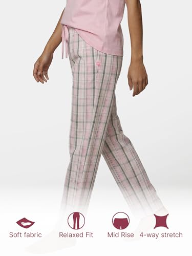 Image of Enamor Mid Rise Full Length Adjustable Drawstring Hangout Pant for Women - Relaxed Fit, Combed Cotton - E4A5