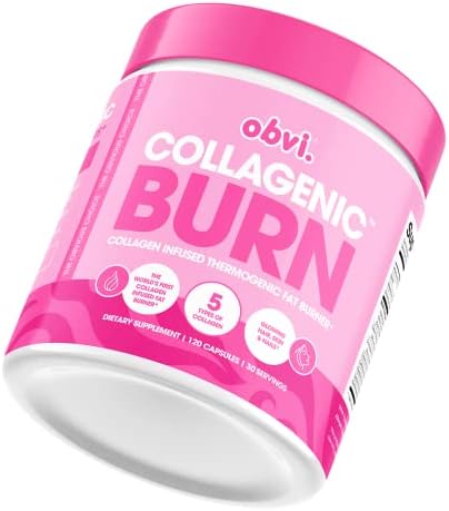 Obvi Collagen Burn, Collagenic Fat Burner, Thermogenic Fat Burner for Weight Loss, Weight Management, Boost Energy and Focus, Youthful Skin and Hair, Capsule Color May Vary (30 Servings,120 Capsules)