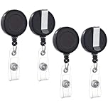 WOLMIK Retractable Badge Reel for ID Card Holder, Pack of 4 Retractable Key Chain, Extendable Key Ring, for ID Badge Holder, Card Holder, Key Cards