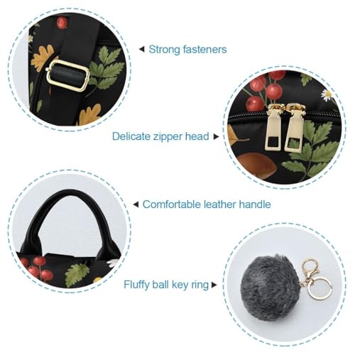 Mochila antirrobo para mujer Woodland Mushrooms con pompón decorativo para viaje 6