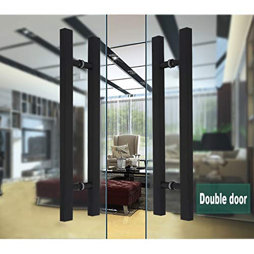 Poignée porte coulissante acier inoxydable noir robuste push-pull - 8
