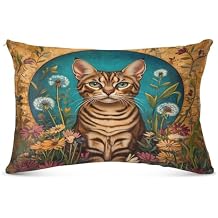Cat Dandelions Floral Teal Pillowcase for Hair and Skin Body Flannel Pillow Cases Queen Size 20"X 30" Velvet Pillowcases with Zipper for Men