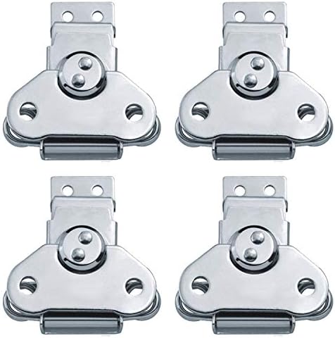 4Pack Steel Spring Loaded Small Butterfly Twist Latch and Keeper Zinc Toggle Clamp Small Surface Mount Case Box Chest Closure