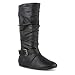 Twisted Women's Shelly Faux Leather Mid-Calf Scrunch Boot with Side Buckle - BLACK, Size 10