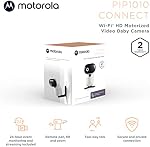 كاميرا مراقبة الأطفال Motorola PIP1010 - كاميرا فيديو مزودة بمحرك عالية الدقة بدقة 1080 بكسل - تتصل بتطبيق الهاتف الذكي - المقلاة، الإمالة، التكبير عن بُعد - صوت ثنائي الاتجاه، مستشعر درجة حرارة الغرفة، التهويدات، الرؤية الليلية