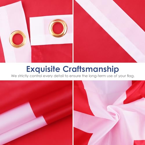 Image of AhfuLife 2 Pcs Denmark Flag 3x5 Ft, Large Denmark National Flags for Outside - Double Side with Brass Eyelets for World Cup Olympic Party Decorations, Bar Garden Street Decoration Indoor Outdoor