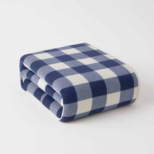 Image of Cortina Checks Printed Microfiber Towels for Bath Large Size-Super Soft Coral Fleece Bathing Towel with Hook Quick Dry Super Absorbent-Bath Towel for Men and Women-70x140 cm [Blue]