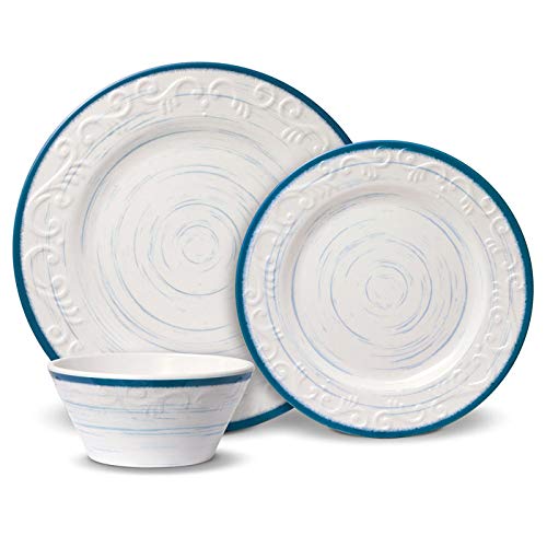 Pfaltgraff 12-Piece Melamine Dinnerware Set - Trellis Blue