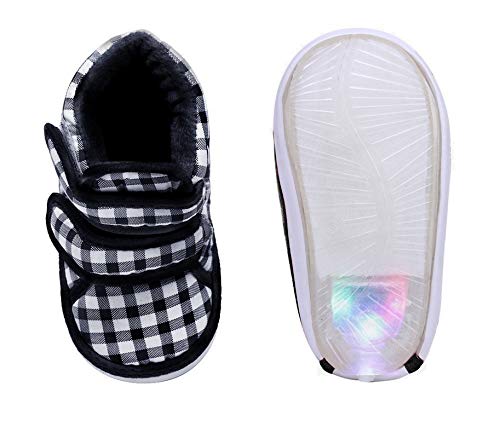 CHIU Kids LED Light Shoes with Chu Chu Music Sound & Check Print for Baby Girls and Boys (Age Group - 9-12 Months, 12-15 Months, 15-18 Months, 18-24 Months) 4 41A+QHkXILL