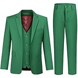 Kids Suits Slim Fit 3 Piece Green Suits for Boys Solid Suit Jacket Vest Pants Set Toddler Teen Dress Outfit Tuxedo Suits Size 3T