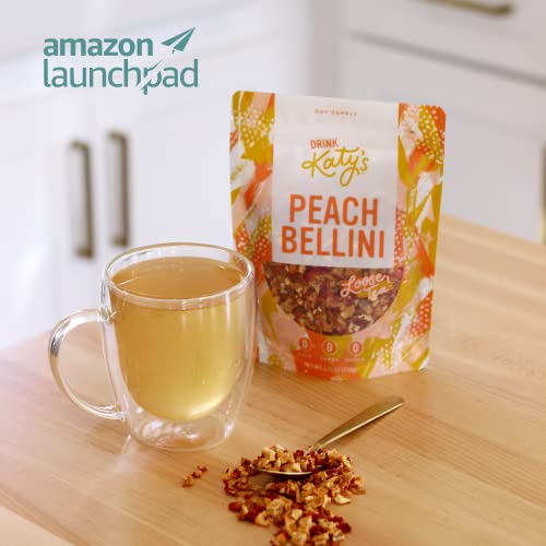 Drink Katy's Peach Bellini Tea Loose Leaf Herbal White Peach Tea - Make Hot Or Iced - All-Natural, Vitamins, Antioxidants, Keto, Caffeine Free, Kid Friendly, Handcrafted (Brews 30 Cups) #TOP2