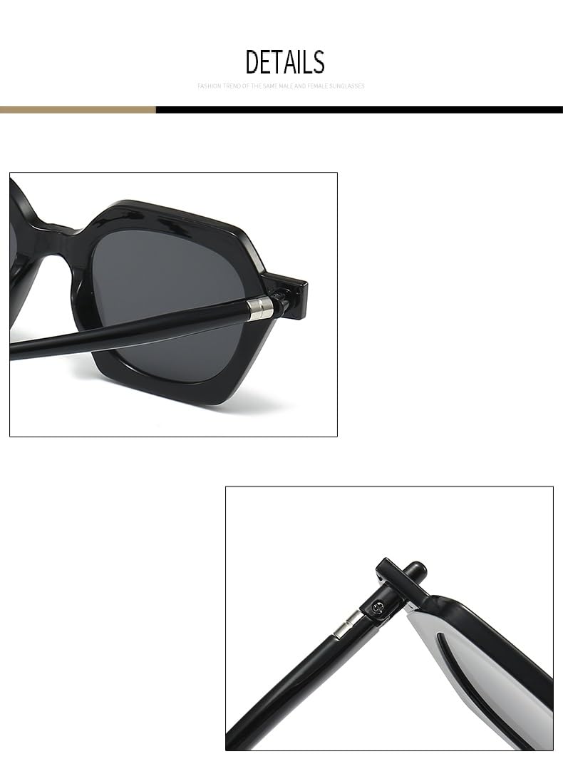 AUGEN Moderne quadratische Kunststoff-Sonnenbrille, Unisex, UV-400-geschützt, Größe M (212)