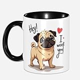 Valvphora Pug Coffee Mug Cup, Gifts for Pug Lovers for Women Men