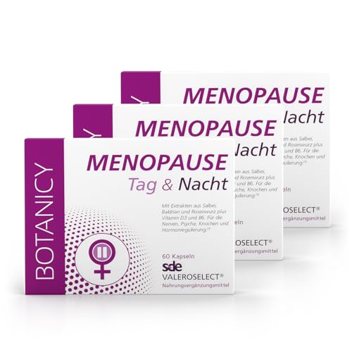 BOTANICY Menopause Tag & Nacht - Gegen Wechseljahre Symptome - Komplexe für Morgen & Abend, mit Salbei & Baldrian - Pflanzenextrakte & Vitamine - Natürlich, Hormonfrei, Vegan - 180 Menopause Kapseln