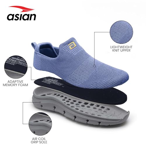 Image of ASIAN Wonderwalk-21 Walking Shoes for Men | Lightweight, Air Cooled Upper & Memory Foam Insole | Slip-On Sneakers for Walking, Travel & All-Day Comfort