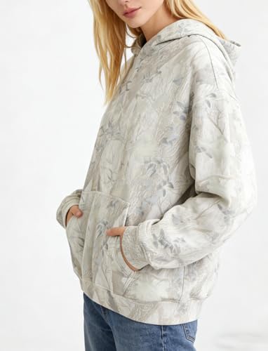 Image of Dsewpaur Camo Fleece Hoodie For Men Women Long Sleeve Drop Shoulder Oversized Hooded Sweatshirt Pullover With Pocket