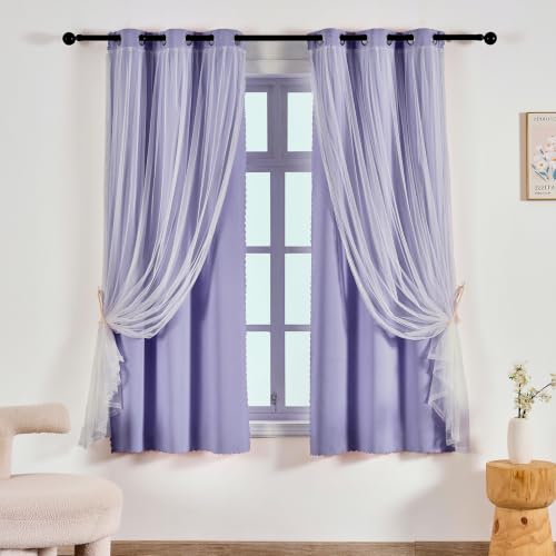 Image of Anytime Double Layer Blackout Curtains 2 Panels,35Wx63L,Lavender