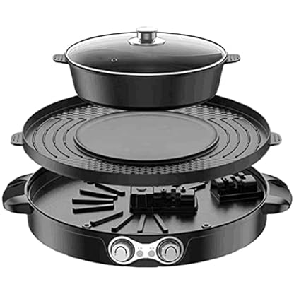 2-in-1 Hot Pot mit Grill, Elektrischer Hot Pot, Hotpot Pot Electric Grill, Electric Hot Pot und grill, Multifunktions Hot Pot und BBQ Tischgrill mit Abnehmbar Kochplatte, für 3-5 Personen, Schwarz – Bild 6
