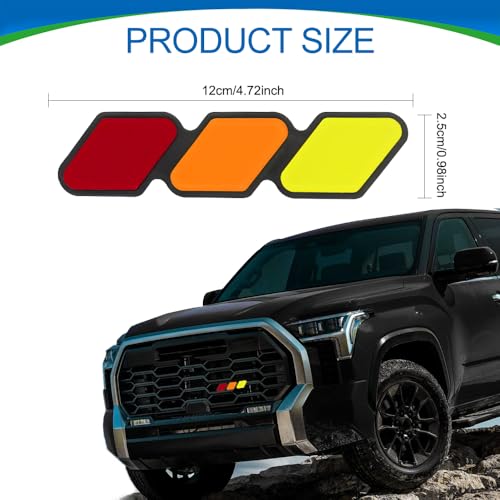 Image of Tri-Color Grille Decor Badge, Front Grill Emblem, Tri-Color Grille Badge Emblem Decoration Accessories, Grille Insert Trims Car Decor Fit for Tacoma 4Runner Tundra (Red Gradient)