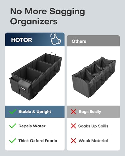 Image of HOTOR Trunk Organizer, Sturdy Foldable with Cooler for Car & SUV, 3 Compartments, Black, 31.5 inch x 12.6 inch x 10.6 inch
