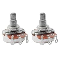 Fits most import or Asia made electric guitars and basses Coarse 18-spline split shaft diameter: 6mm(15/64 inch), threaded bushing diameter and height: M8 and 9.5mm(3/8 inch) Made of metal alloy Linear taper, resistance: 500K, tolerance: 20%, usually...