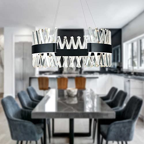 Lustre en cristal noir pour salle à manger et salon moderne