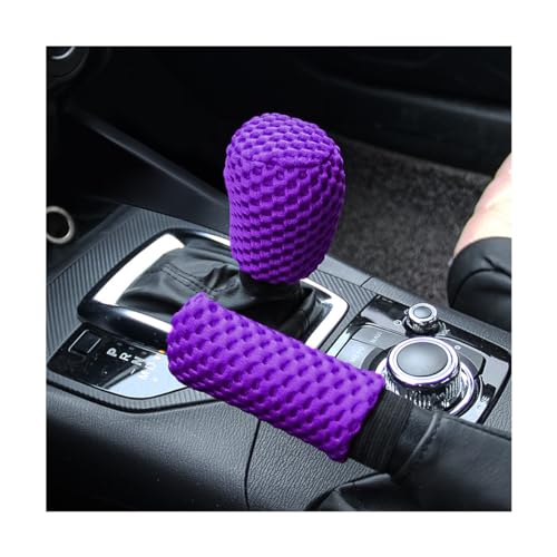 AUCELI 2 Pack Car Gear Shift Knob Cover & Handbrake Cover, Automotive Anti-Slip Breathable Comfortable Handbrake Gear Shift Protector, Vehicle Interior Accessories
