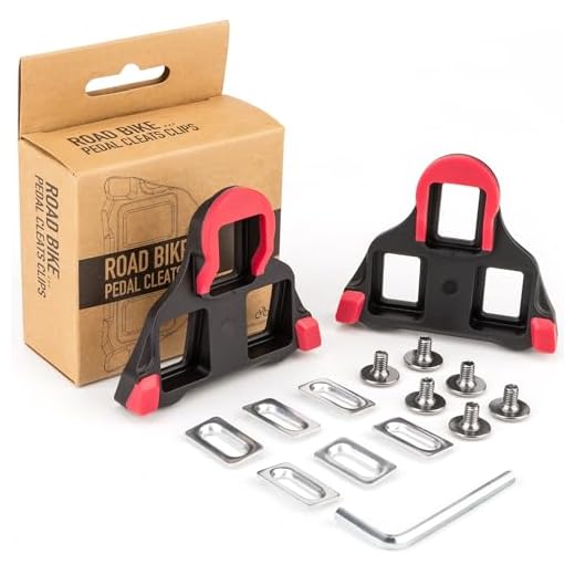 GEWAGE Rennrad-Cleats für Shimano SPD-SL (SM-SH10 / SM-SH11 / SM-SH12) – TPU-Spitzen & PTFE-Einsätze, Gelb/Rot/Blau, Kompatibel mit 3-Loch Rennradschuhen, Inkl. Montagematerial (0° Float – Red)