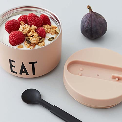 Design Letters Termo para Comida 330 Ml con cuchara/tenedor| Fiambrera Infantil, Adultos | Tapers para comida hermetico inoxidable| Tarro de Alimentos Aislado Diseño en Dinamarca | Lonchera Aspiradora Cover