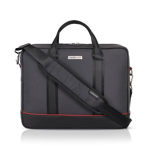 Image of Lavie Sport Magnate Briefcase 12L Multifunctional Laptop Briefcase Bag | Premium Leatherette Business Briefcase for Men & Women | Messenger Shoulder Bag with Detachable Strap